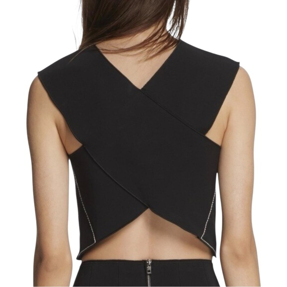 rag & bone Tops - Rag & Bone Black & White Topstiching Detail X Cross Stretch Crop Top sz M